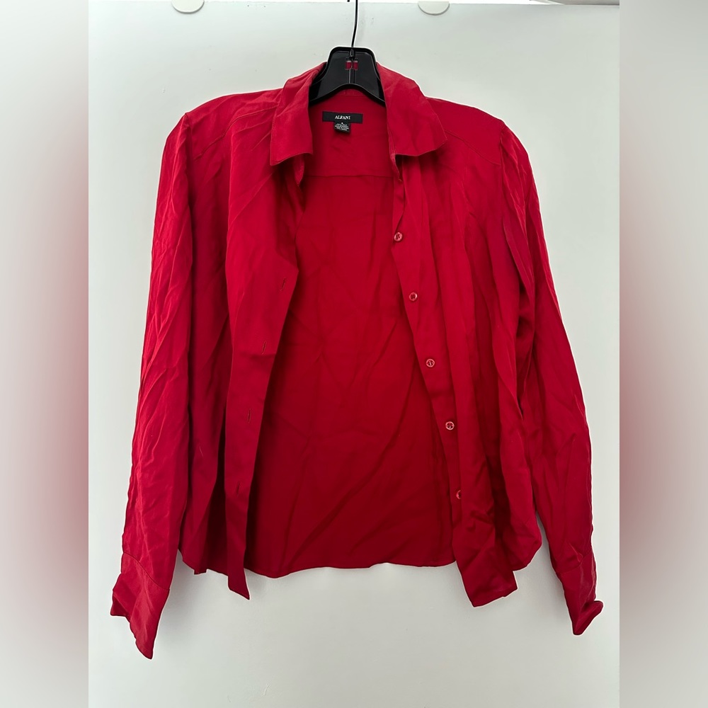 Alfani Red Women’s Silk Button Down